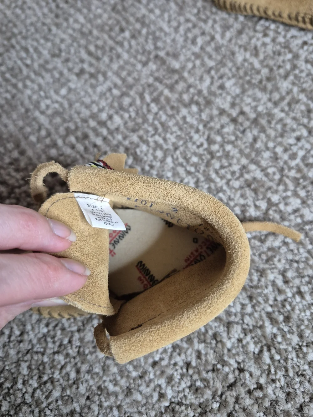 Minnetonka Tan Suede Fringe Moccasins for Kids